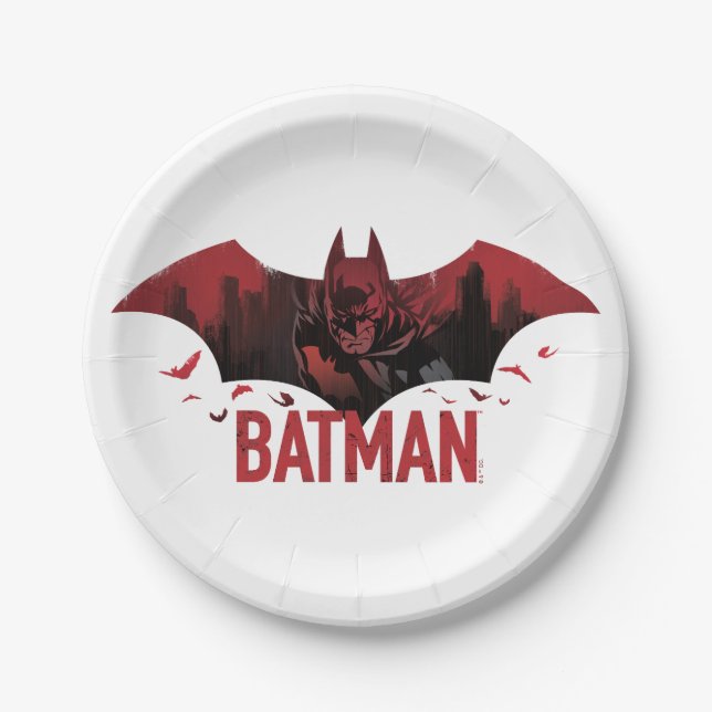 Batman Crimson Gotham Icon Paper Plate (Front)