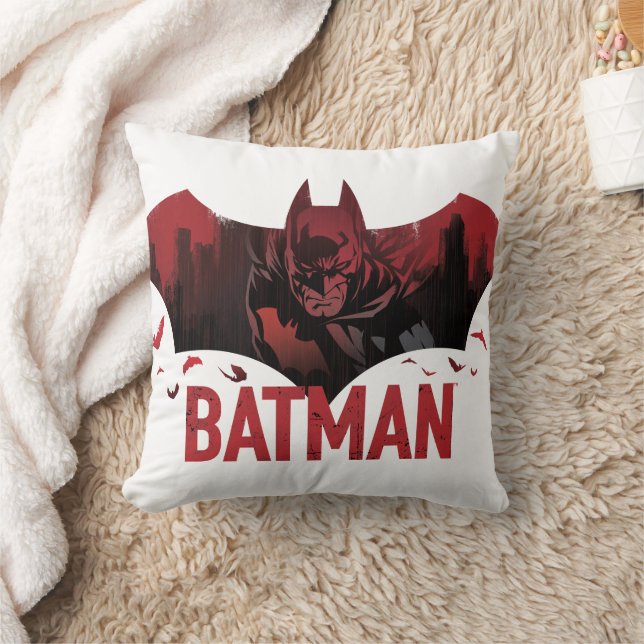 Batman Crimson Gotham Icon Throw Pillow (Blanket)