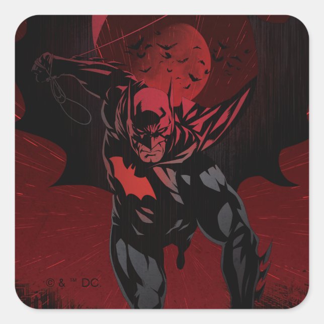 Batman Crimson Leap Square Sticker (Front)