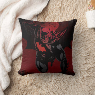 Batman Crimson Leap Throw Pillow