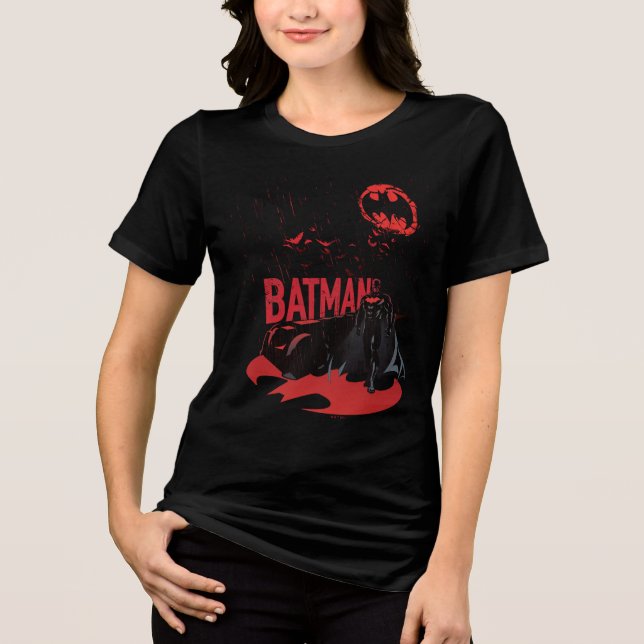 Batman Crimson Rain Tri-Blend Shirt (Front)