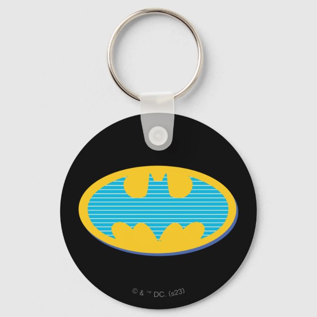Batman | Cyan Stripes Symbol Keychain (Front)