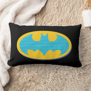 Batman   Cyan Stripes Symbol Lumbar Pillow