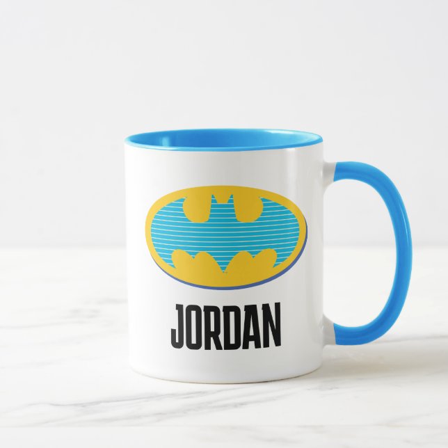 Batman | Cyan Stripes Symbol Mug (Right)