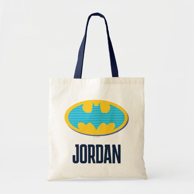 Batman | Cyan Stripes Symbol Tote Bag (Front)