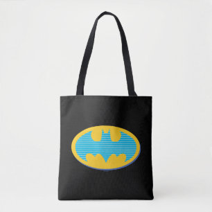 Batman   Cyan Stripes Symbol Tote Bag