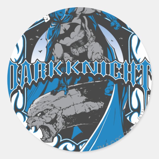 Batman Dark Knight | Blue Grey Logo Classic Round Sticker (Front)