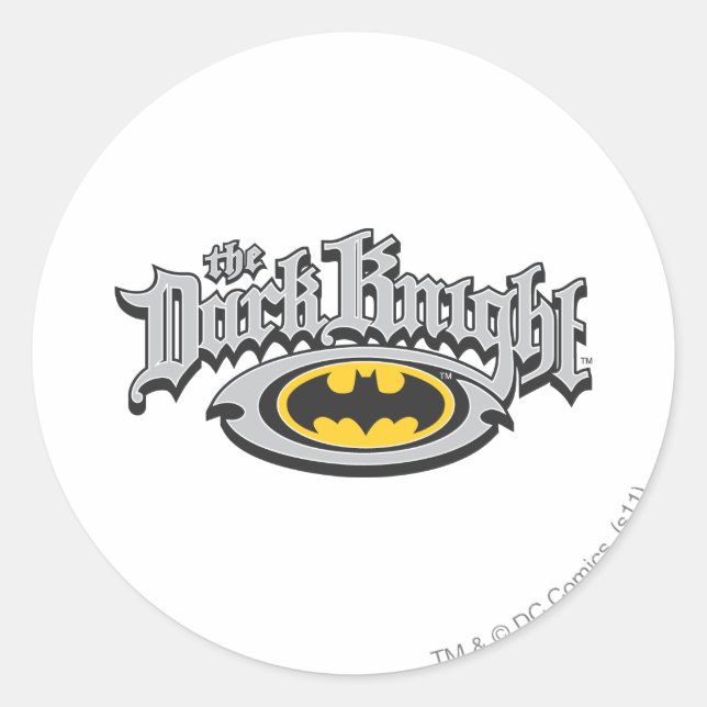 Batman Dark Knight | Name and Oval Logo Classic Round Sticker (Front)
