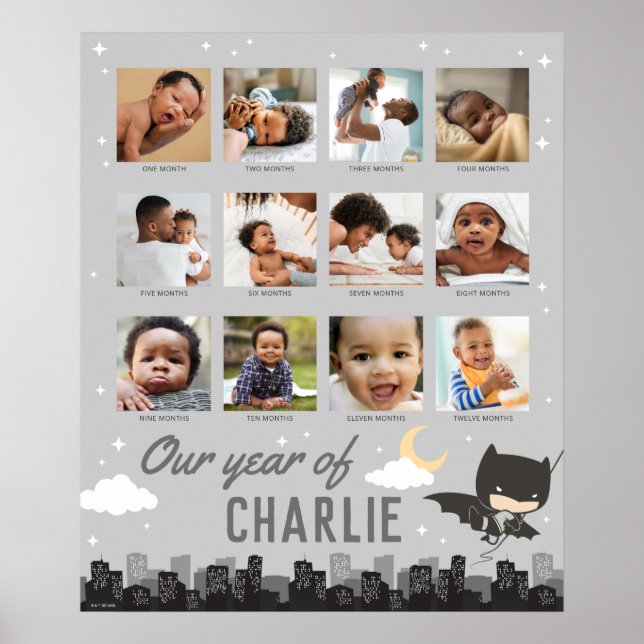 Batman First Birthday - 12 Month Photo Collage Poster (Front)
