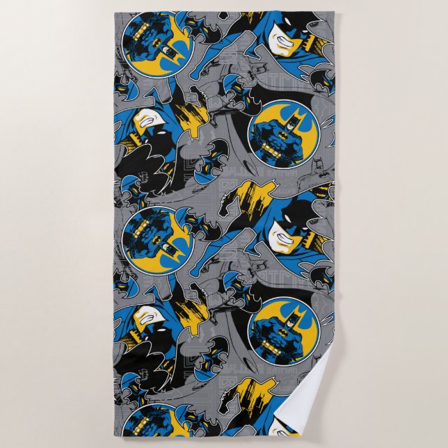 Batman Full Throttle Toss Pattern Beach Towel (Front)