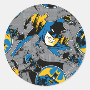 Batman Full Throttle Toss Pattern Classic Round Sticker