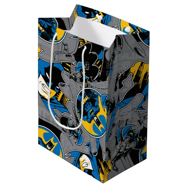 Batman Full Throttle Toss Pattern Medium Gift Bag (Front Angled)