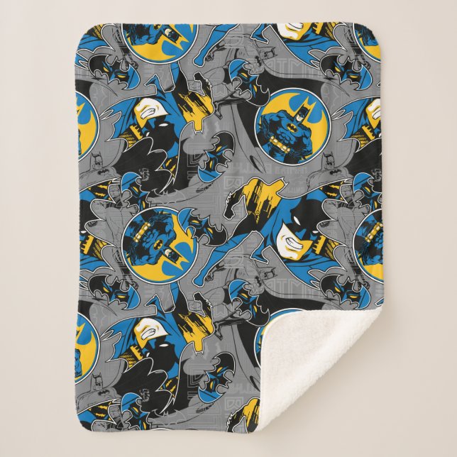 Batman Full Throttle Toss Pattern Sherpa Blanket (Front)