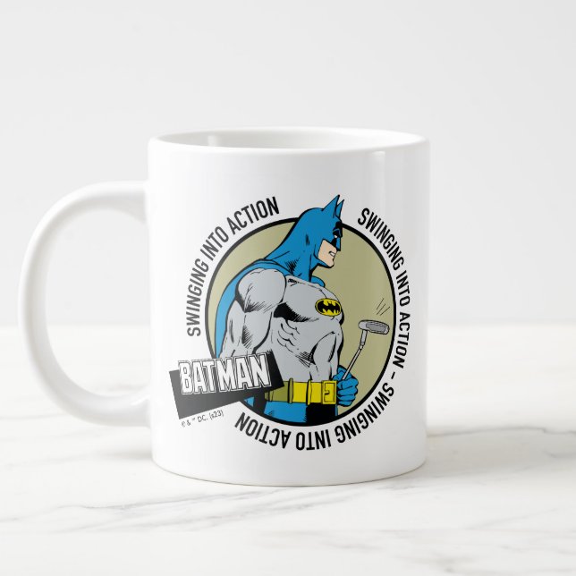 Batman Golfing - Swinging Into Action Large Coffee Mug (Left)