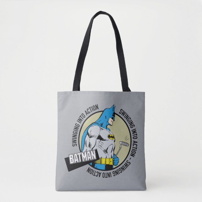 Batman Golfing - Swinging Into Action Tote Bag (Front)