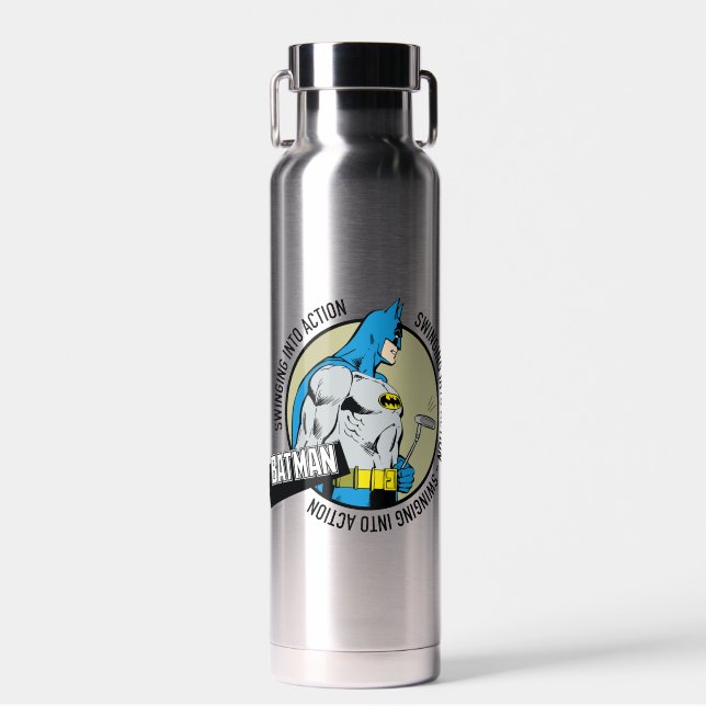 Batman Golfing - Swinging Into Action Water Bottle (Front)