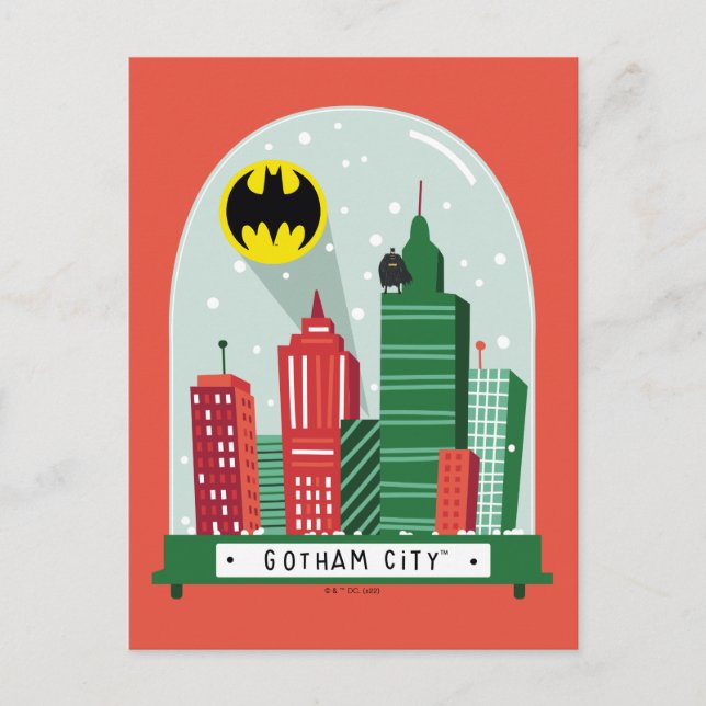 Batman Gotham City™ Snow Globe Graphic Holiday Postcard (Front)