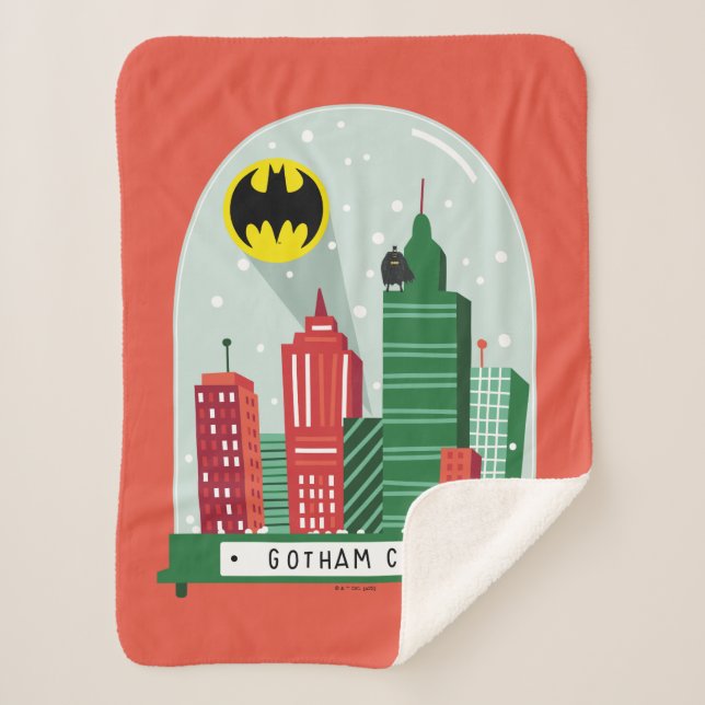 Batman Gotham City™ Snow Globe Graphic Sherpa Blanket (Front)