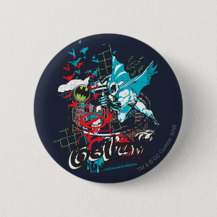 Batman Gotham Guardian Lineart Collage 2 Inch Round Button