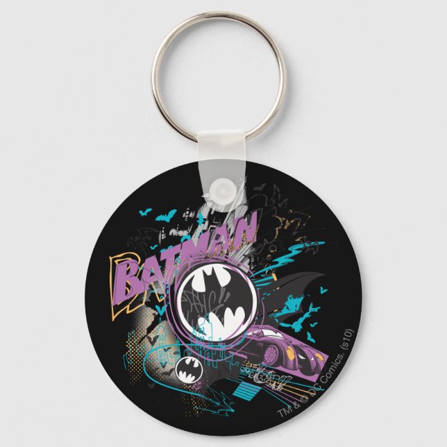 Batman Gotham Skyline Sketch Keychain (Front)