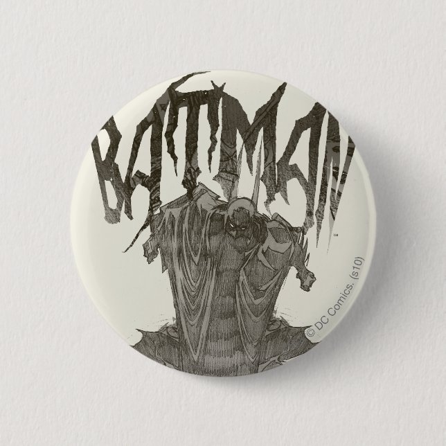 Batman | Graphic Novel Pencil Sketch Beige Logo 2 Inch Round Button (Front)