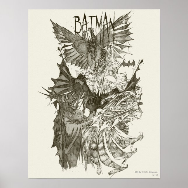 Batman Graphic Novel Pencil Sketch Poster (Front)