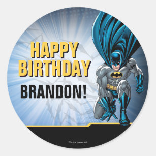 Batman   Happy Birthday Classic Round Sticker