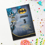 Batman | Happy Birthday Invitation<br><div class="desc">Invite guests to an epic celebration with this customizable Batman Happy Birthday invitation! Featuring Batman in action alongside the iconic Batman logo and bold text,  this dynamic design sets the stage for an unforgettable party. Personalize it with your event details to make your superhero-themed celebration truly special.</div>