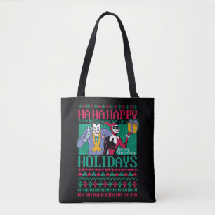 Batman   Happy Holidays Joker & Harley Quinn Tote Bag