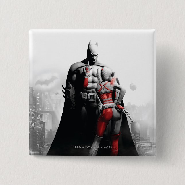 Batman & Harley 2 Inch Square Button (Front)