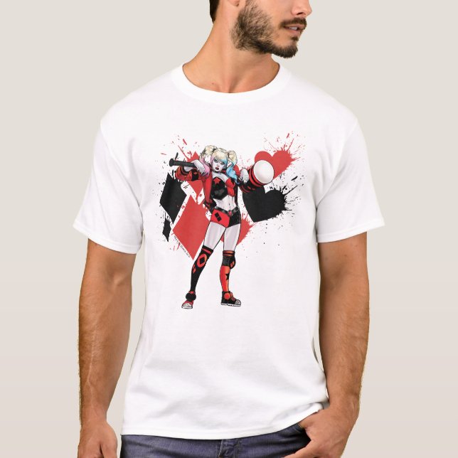 Batman | Harley Quinn Hearts & Diamonds Splatter T-Shirt (Front)