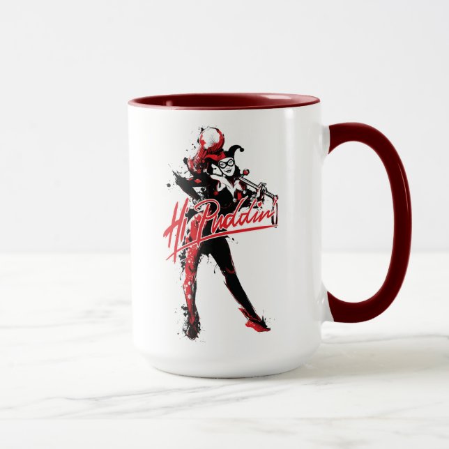 Batman | Harley Quinn "Hi Puddin'" Ink Art Mug (Right)
