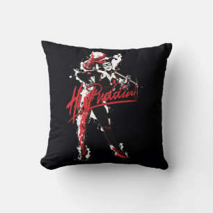 Batman   Harley Quinn "Hi Puddin'" Ink Art Throw Pillow