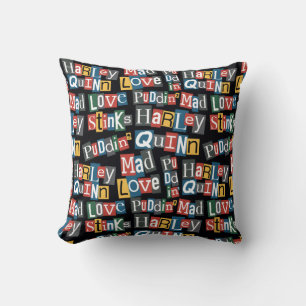 Batman   Harley Quinn Ransom Note Style Pattern Throw Pillow