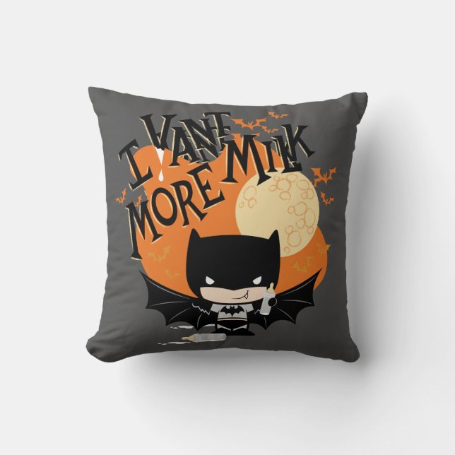 Batman | I Vant More Milk Throw Pillow (Front)