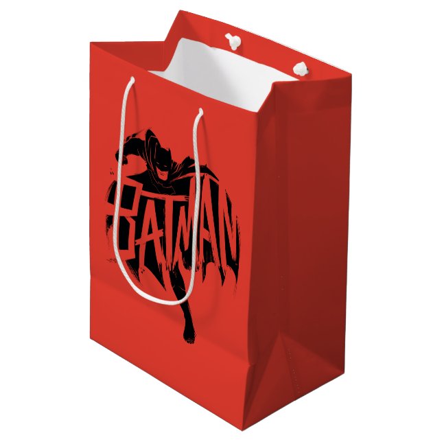 Batman Ink Brush Name Medium Gift Bag (Front Angled)