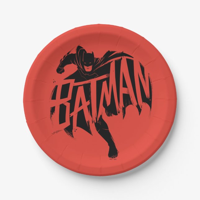 Batman Ink Brush Name Paper Plate (Front)