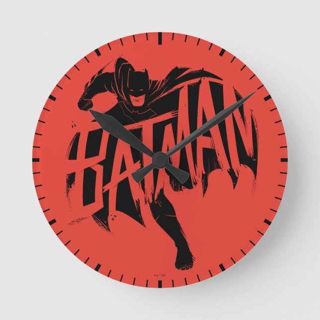 Batman Ink Brush Name Round Clock (Front)