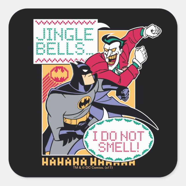 Batman | Jingle Bells, I Do Not Smell! Square Sticker (Front)