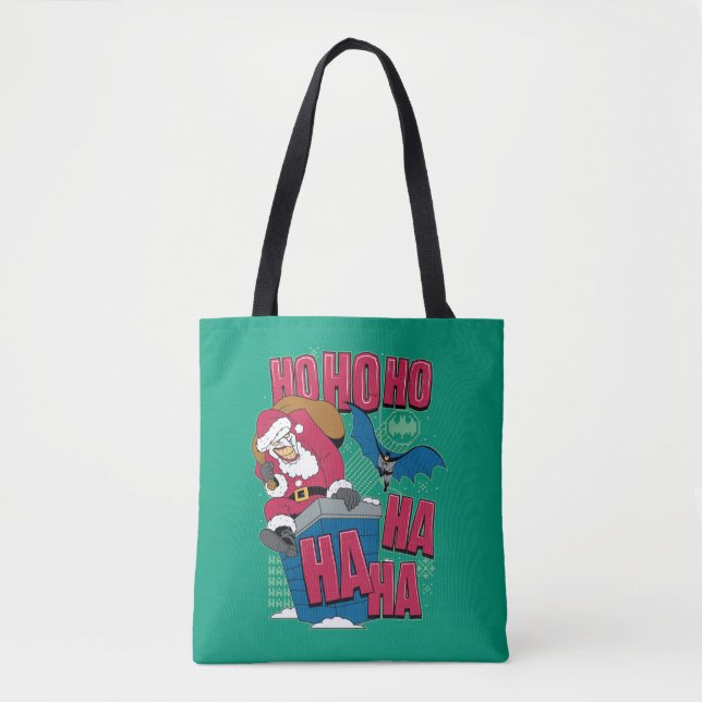 Batman | Joker Santa Claus Climbing Out Chimney Tote Bag (Front)