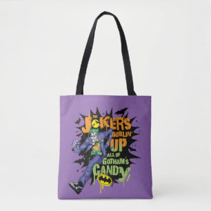 Batman   Joker's Goblin' Up All of Gotham's Candy Tote Bag