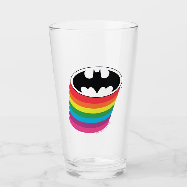 Batman Layered Rainbow Logo Glass (Front)
