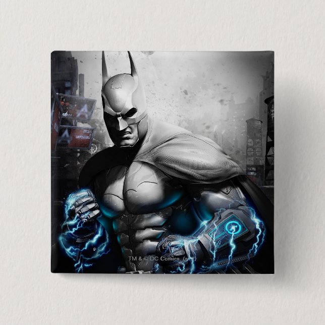 Batman - Lightning 2 Inch Square Button (Front)