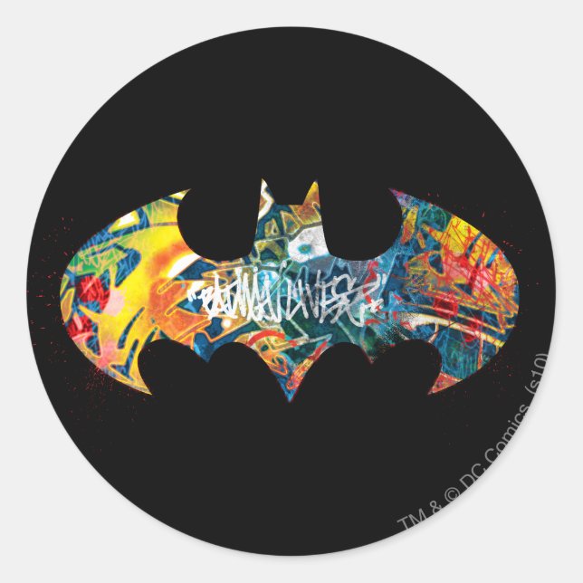 Batman Logo Neon/80s Graffiti Classic Round Sticker | Zazzle