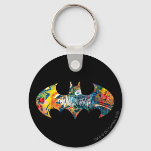 Batman Logo Neon/80s Graffiti Keychain