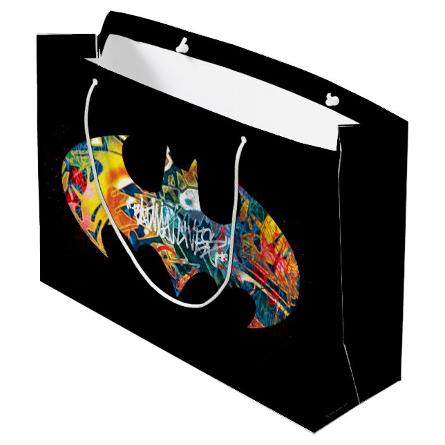 Batman Logo Neon 80's Graffiti Large Gift Bag (Back Angled)