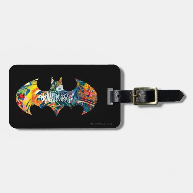 Batman Logo Neon 80's Graffiti Luggage Tag (Front Horizontal)