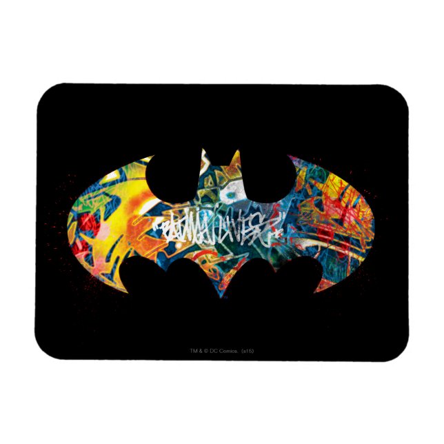 Batman Logo Neon 80's Graffiti Magnet (Horizontal)