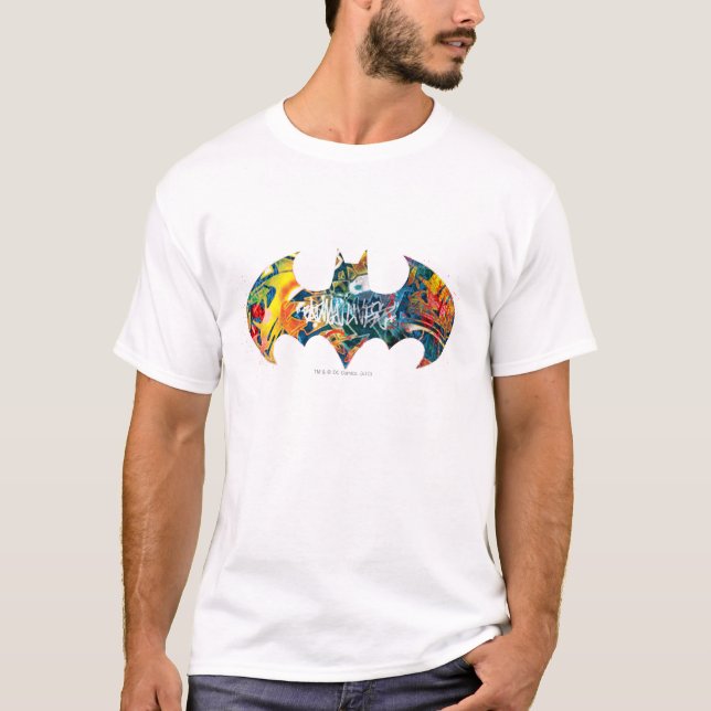 Batman Logo Neon 80's Graffiti T-Shirt (Front)