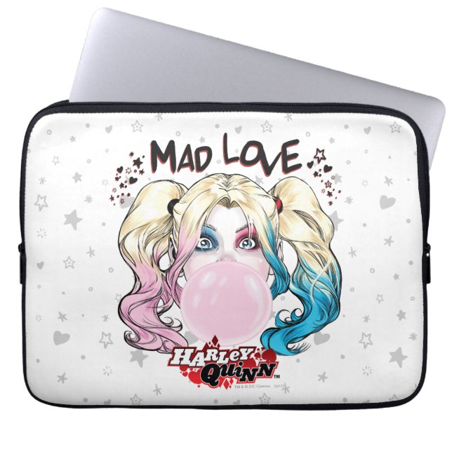 Batman | Mad Love Harley Quinn Chewing Bubble Gum Laptop Sleeve (Front)